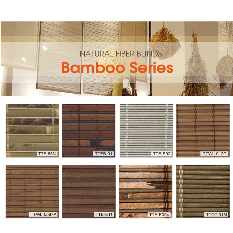 Persiana enrollable de bambú, material Vintage
