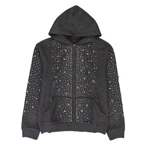 Custom Made Design High Quality Basics <b>Pullover</b> <b>Men</b> Rhinestone Hoodies Solid Color Plus Size <b>Men</b> Rhinestone Hoodies - Product Image 1