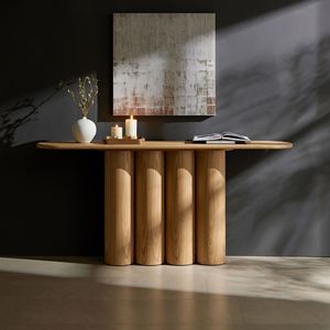 Consolle Moderna 66.93 con Gambe Cilindriche Uniche, Finitura Naturale per Ingresso, Soggiorno, Corridoio, Foyer o Studio - Product Image 4
