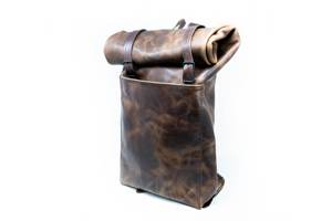 Luxury Cabin Size Leather <b>Roll</b> Top <b>Backpack</b> Carry On Rucksack For Air Travel Premium Business Bag LRTB-0162C - Product Image 3
