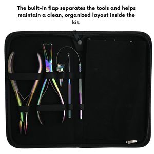 Kit d'outils professionnels pour extensions de cheveux à usage professionnel en salon, avec perles, outil de sertissage, outil de retrait de micro-anneaux, pince à cheveux et ensemble de pinces de coiffure - Product Image 5