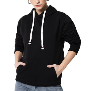 Sweat-shirt décontracté en tricot à manches longues pour femme, couleur unie, noir, avec poches, respirant, léger, pour l'hiver - Product Image 6