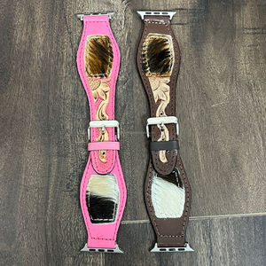 New Custom Western Style Hair on Cowhide Leather <b>Watch</b> Bands Luxury Pink Genuine Leather Women Smart <b>Watch</b> Replacement <b>Straps</b> - Product Image 5