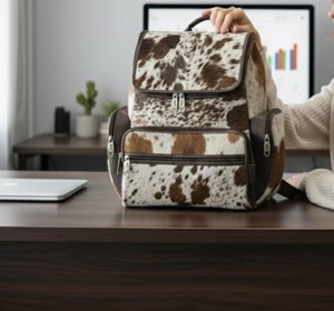 Sac à dos en cuir véritable tendance avec fermeture éclair, grande capacité 20-35L, unisexe, multifonction, pour voyage et école HNBP-0073 - Product Image 5