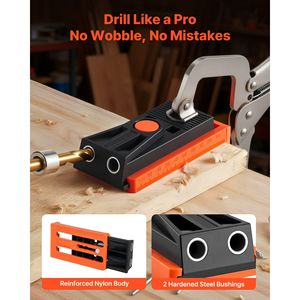 Kit de plantilla ajustable para agujeros ocultos de 1/2 a 1-1/2 pulgadas con taladro escalonado, llave hexagonal y anillo de paro para taladrar madera - Product Image 3