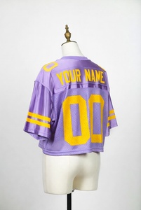 High Quality Drop Shoulder <b>Short</b> Sleeve Soccer American Football Rugby Jersey Heat-Transfer Printed <b>Mesh</b> Boxy Cropped - Product Image 3