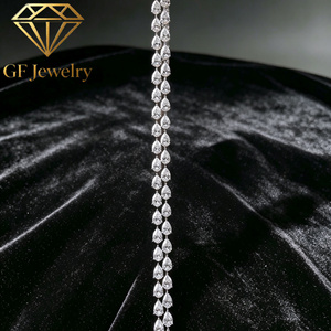 Pulsera de tenis de diamantes naturales en forma de pera de doble fila, oro blanco de 18K, alta claridad, alto color, joyería fina, personalizada para gala/noche. - Product Image 1