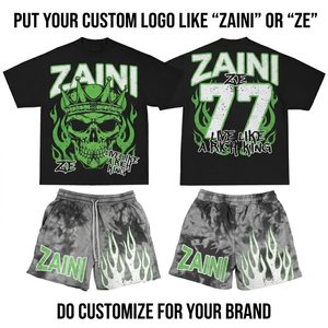 Heavyweight Polyester Jersey 280 GSM Breathable Casual Streetwear T Shirt and Shorts <b>Set</b> Black Gray Custom Print Custom Logo ODM - Product Image 1