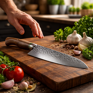 Couteau de cuisine japonais artisanal en acier carbone 10-11,9 pouces avec manche en bois de fer, étui en cuir, logo personnalisé, coffret cadeau - Product Image 4