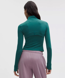 Chaqueta Deportiva Verde con Cierre, Corte Ajustado, Manga Larga, Cuello Alto, Tejido de Punto, Spandex, Poliéster, Transpirable, Color Sólido, para Primavera - Product Image 2
