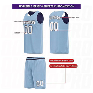 Ropa de Baloncesto Sublimada de Secado Rápido, Azul Marino y Azul Grisáceo, Jersey sin Mangas Transpirable con Impresión por Sublimación Personalizada - Product Image 2