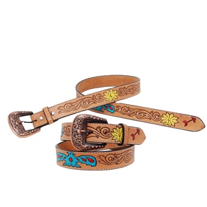 Ceintures Western Cowboy Cowgirl En Cuir PU – Femmes Hommes Turquoise Motif Taureau Longhorn Gravé Boucle Ceinture Pour Jeans, Turquoise-marron