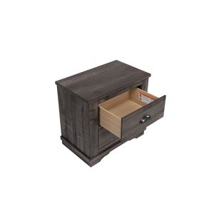 Comodino Rustico Contemporaneo in Legno Grigio con Due Cassetti, Mobile da Camera da Letto - Product Image 2