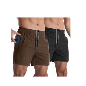 Shorts de sport professionnels pour hommes de haute qualité, logo personnalisé, séchage rapide, écologiques, style urbain, en nylon monocouche, motif uni - Product Image 4