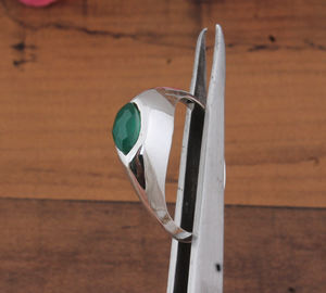 Anillo de Plata de Ley con Bisel de Jade Verde Natural, Clásico para Bodas y Fiestas, para Mujer, Joyería Delicada con Piedra Lisa, Venta al Por Mayor - Product Image 6