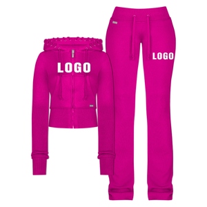 Ensemble sweat-shirt à capuche zippé et pantalon en tricot pour femme, manches longues, couleur unie, vêtements de sport décontractés, tenue deux pièces - Product Image 4