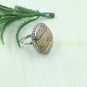 จี้หินแจสเปอร์ธรรมชาติทรงรีแบบคาโบชอง ทำด้วยมือจากเงินแท้ 925  เครื่องประดับสไตล์วินเทจโบโฮ ของขวัญสำหรับผู้หญิง - Product Image 4