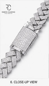 Premium iced out chevron link <b>necklace</b> solid 18K white gold set lab grown diamonds bold interlocking design secure box - Product Image 5