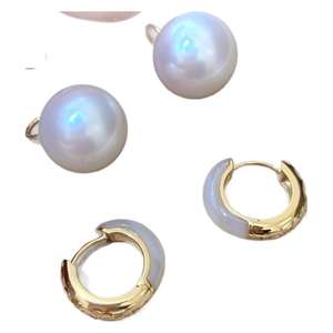 Pendientes de Plata de Ley S925 con Nariz de Cerdo y Perlas de Agua Dulce de 10-11 mm, Diseño Redondo de Alta Gama - Product Image 5