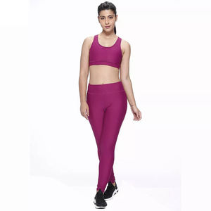 Red 2 Piece Yoga Set Scoop Neck Racerback Sports Bra High Waist <b>Leggings</b> Seamless <b>Mesh</b> Cut-Out Breathable Spandex Polyester - Product Image 6
