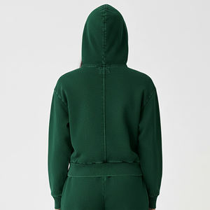 Sudaderas con capucha para mujer, personalizadas con estampado frontal, 500 GSM, lavado ácido, corte con cremallera, de algodón 100% de alto gramaje, con bordado 3D personalizado, estilo streetwear. - Product Image 5