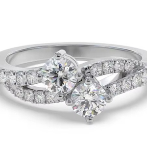 Designer Two Stone Round Diamond Shoulder Set <b>Ring</b> 0.65 Ct Lab Grown Diamond In Platinum - Product Image 1