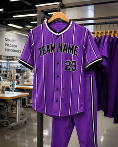 Uniforme de Béisbol Morado Personalizado al por Mayor, Uniforme de Béisbol con Logotipo Personalizado, Conjunto de Camiseta y Pantalones de Béisbol Sublimados para Equipos Deportivos - Product Image 5
