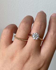 Minimalist Sterling <b>Silver</b> Beaded <b>Ring</b> Match Lab Grown Diamond <b>Solitaire</b> Classic 925 <b>Silver</b> Bead <b>Ring</b> To Pair With Lab Grown - Product Image 1