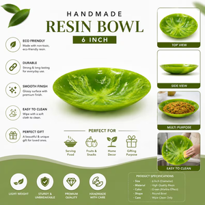ชามเรซิ่นสีเขียวทำมือสำหรับตกแต่งบ้านสไตล์โมเดิร์น - Product Image 5
