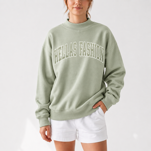 Sweat-shirt oversize en polaire pour femme, col montant, respirant, coupe-vent, mélange polyester/coton, coupe décontractée premium - Product Image 1