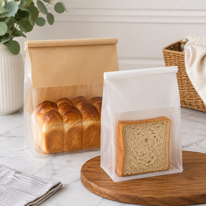 EcoRev Kraft Paper Bread <b>Bags</b> with Clear Window Self-Seal Biodegradable & Eco-Friendly Patch Handle Luxury Food Packaging - Product Image 4