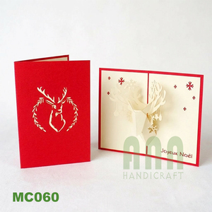 ANN HANDICRAFT MC060 Tarjetas de Invitación de Papel con Diseño de Ciervo en 3D, Cortadas con Láser, Estilo Pop-up, Hechas a Mano, Personalizadas para Navidad, Acabado Mate, Vietnam, 4 Colores - Product Image 5