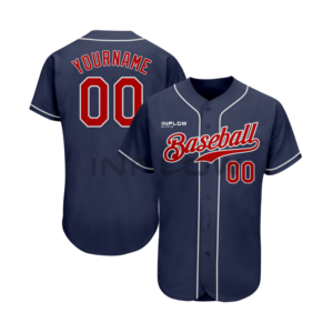 Camiseta de Béisbol Inflow Sports para Hombre, Color Azul Marino y Rojo, Nombre y Número Personalizados, Manga Corta, Cuello en V, Absorbe la Humedad, Corte Regular - Product Image 1