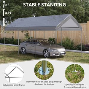 "10FT X 20FT Carport <b>Canopy</b> <b>Tent</b> Portable Garage Patio Cover Adjustable Height Anti UV Car Truck Shelter" - Product Image 6