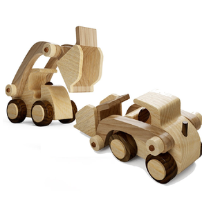 Moderno dúo de camión de carga frontal de madera y camión volquete. Curvas elegantes y grano contrastante. Disponible a precios de mayorista. - Product Image 1