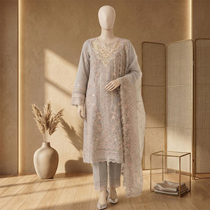 Nuevo Diseño Exclusivo, Traje de Fiesta de Lujo con Bordado en Organza, 3 Piezas, para Bodas en la Playa, Eid, Festivales, Conjunto de Traje para Mujer, Más Vendido - Product Image 4