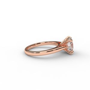 Anillo de Compromiso Solitario con Diamante Cultivado en Laboratorio, Corte Brillante Redondo, Chapado en Rodio sobre Oro Blanco/Rosa/Amarillo de 14K, Diseño Moderno - Product Image 4