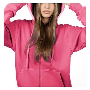 Nueva Colección Sudadera con Capucha para Mujer, 100% Algodón, Manga Larga, Cuello Redondo, Hombros Caídos, Color Sólido, Cómoda, Casual, con Cierre, al Mejor Precio - Product Image 5