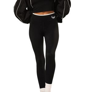 Legging sculptant noir contrastant taille haute pour femme – Pantalon de yoga extensible, tenue de sport, collant d'entraînement, vêtements de fitness - Product Image 1