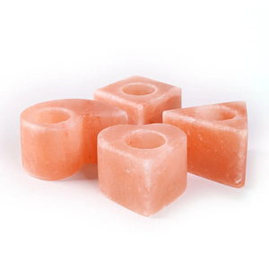 Portavelas de Sal Rosa del Himalaya, Portavelas Geométrico de Roca, Soporte para Lámpara de Sal Natural Tallado a Mano para Decoración del Hogar, Regalo - Product Image 1
