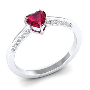 REYES Exquisite Heart Shape 0.5 Carat Red <b>Garnet</b> Gemstone <b>Ring</b> in 925 Sterling <b>Silver</b> VVS Moissanite Engagement <b>Rings</b> For Women - Product Image 2