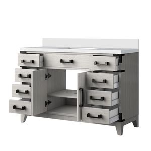 Vanità da bagno singolo In rovere bianco 48 In. Largo X 22 In. Profondo con piano In marmo coltivato 48 In. W X 22 In. D - Product Image 5