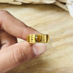 High Demand <b>Tiger</b> <b>Eye</b> <b>Ring</b> Boho Brass <b>Rings</b> Womens 18k Gold Plated Geometric Tribal Band Signet Jewelry For Wholesale/OEM/ODM - Product Image 4