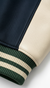 Manches en cuir de style américain haut de gamme avec poignets côtelés – Vêtements durables de style américain en gros - Product Image 5