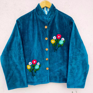 Hand Embroidered Velvet Suzani Jacket <b>Boho</b> Floral Winter Coat Velvet Suzani Jacket - Product Image 1