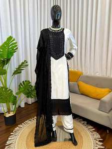 Kurti Largo para Mujer, Bordado, de Crepé Natural Pesado, para Bodas, Diwali y Fiestas, de Secado Rápido, Elástico y Sin Arrugas - Product Image 4