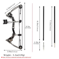 Arc à poulies portable mini 149g en acier inoxydable avec flèches pour la chasse et le tir en extérieur