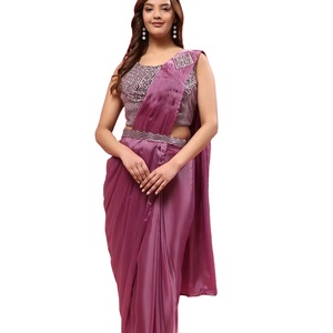 งานเย็บปักถักร้อยผ้าไหมซาตินของนักออกแบบล่าสุดพร้อมสวมผ้าสารีโดย Fab Zone - Product Image 1