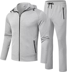 Ensemble de survêtement de jogging pour homme avec logo personnalisé, fermeture éclair technique, chaud, en polaire unie, avec option grande taille pour le sport et l'exercice - Product Image 2