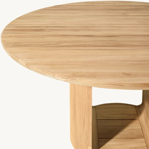 Mesa redonda de madera de teca en oferta, de estilo moderno, ideal para cafetería o terraza al aire libre. - Product Image 5
